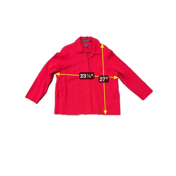 Lands End Womens Red Supima Cotton Button-Front Cardigan Sweater Sz 2X - Picture 7 of 9